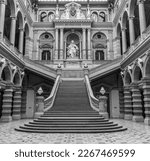 Small photo of VIENNA, AUSTRIA - APR 27, 2015: neo renaissance building with statue Justice in the palace of Justice in Vienna, Austria. The palace is the seat of the supreme court in Austria.