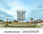 Small photo of Fort Worth, Texas - November 5, 2023: Wind Roundabout is a kinetic sculpture created by artist, Ned Kahn i, Fort Worth, USA.