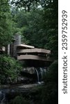 Small photo of Pictures of Frank Lloyd Wright's Fallingwater taken from the iconic view.