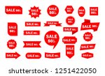 set of red sale icon banners in ... | Shutterstock .eps vector #1251422050