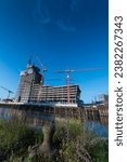 Small photo of September 23, 2023 -Elbtower construction site in the east of Hafencity Hamburg. Construction halt in October 2023
