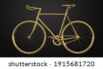 Golden Bike On Dark Background...
