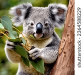A koala bear perched on a tree...