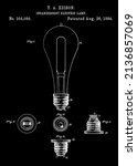 1884 Vintage Light Bulb Patent Art.