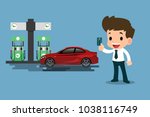 happy businessmen use his... | Shutterstock .eps vector #1038116749