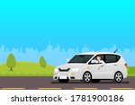happy businessman driving a new ... | Shutterstock .eps vector #1781900186