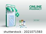 pharmacy online shop on... | Shutterstock .eps vector #2021071583