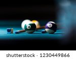 billiard table with cue and balls. billiards background