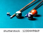 Billiard Table With Cue And...