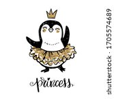 cute penguin princess girl with ... | Shutterstock .eps vector #1705574689