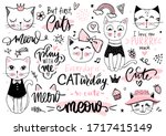 doodle cats illustration and... | Shutterstock .eps vector #1717415149
