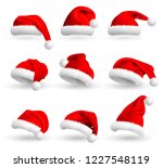 collection of red santa claus... | Shutterstock .eps vector #1227548119