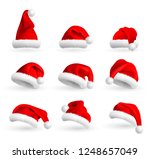 set of red santa claus hats... | Shutterstock . vector #1248657049