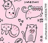 seamless pattern with cute cats ... | Shutterstock .eps vector #2148306799