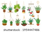 hanging pots plants. hang... | Shutterstock .eps vector #1954447486