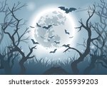 halloween forest. halloweens... | Shutterstock .eps vector #2055939203
