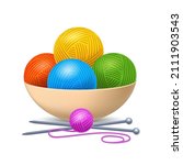 knitting basket. woolen yarn... | Shutterstock .eps vector #2111903543