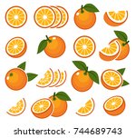 fresh orange fruits. vector... | Shutterstock .eps vector #744689743