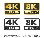 4k And 8k Icons. Gold Uhd...