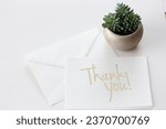 Small photo of thank you card with small succulent