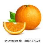 whole ripe oranges and slices.... | Shutterstock .eps vector #588467126