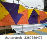 Small photo of Tangerang, 11 november 2023. Wall climbing unready to use cause a little bit wet