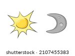sun and moon cartoon style... | Shutterstock .eps vector #2107455383
