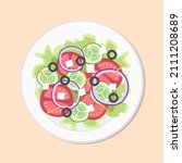 vegetable salad healthy diet... | Shutterstock .eps vector #2111208689