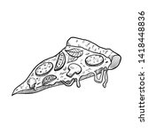 pizza slice drawn illustration... | Shutterstock .eps vector #1418448836