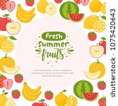 fresh summer fruits. frame with ... | Shutterstock .eps vector #1075420643