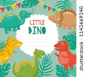 little dino. cute childish card ... | Shutterstock .eps vector #1142669240