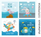 set of beautiful childish card. ... | Shutterstock .eps vector #1151932616