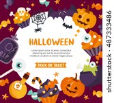 halloween background. place for ... | Shutterstock .eps vector #487333486