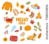 set of different autumn... | Shutterstock .eps vector #708033856