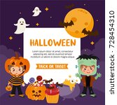 halloween greeting card.... | Shutterstock .eps vector #728454310