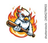 white bird baseball mascot logo ...