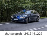 Small photo of 24.09.21 Poland. Undercover police car on emergency lights at the scene of the accident
