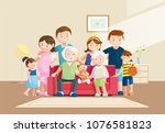 warm big family portrait with... | Shutterstock .eps vector #1076581823