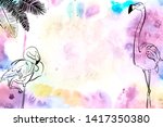 tropical watercolor hand... | Shutterstock . vector #1417350380