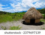 Small photo of Wamena, Papua, Indonesia- 12 August 2017 : Honai is the traditional house of the Papuan tribe, especially the Dani tribe in the Jayawijaya mountains, Wamena, Indonesia