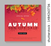autumn sale design with falling ... | Shutterstock .eps vector #1484263736