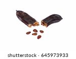 Carob Fruit And Seeds Isolated...