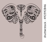 stylized elephant head  indian... | Shutterstock .eps vector #492592846