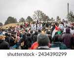 Small photo of Salt Lake City, Utah USA - March 2nd 2024: March to Millions March for Palestine Crowd in Salt Lake City "Cease Fire Now" and "End All U.S Aid to Israel"
