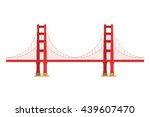 US symbol - Golden Gate Bridge. Vector landmark isolated over the white background. San Francisco, United States of America. Side view. Flat style illustration
