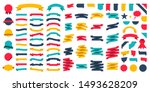 Set of 100 Ribbons. Ribbon elements. Starburst label. Vintage. Modern simple ribbons collection. Vector illustration.