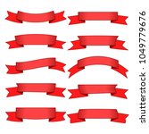 set of ten red ribbons and... | Shutterstock . vector #1049779676