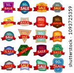 set of twenty discount stickers.... | Shutterstock . vector #1093725359