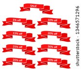 set of red sale ribbons with... | Shutterstock . vector #1346571296