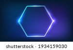 neon double hexagon frame with... | Shutterstock .eps vector #1934159030